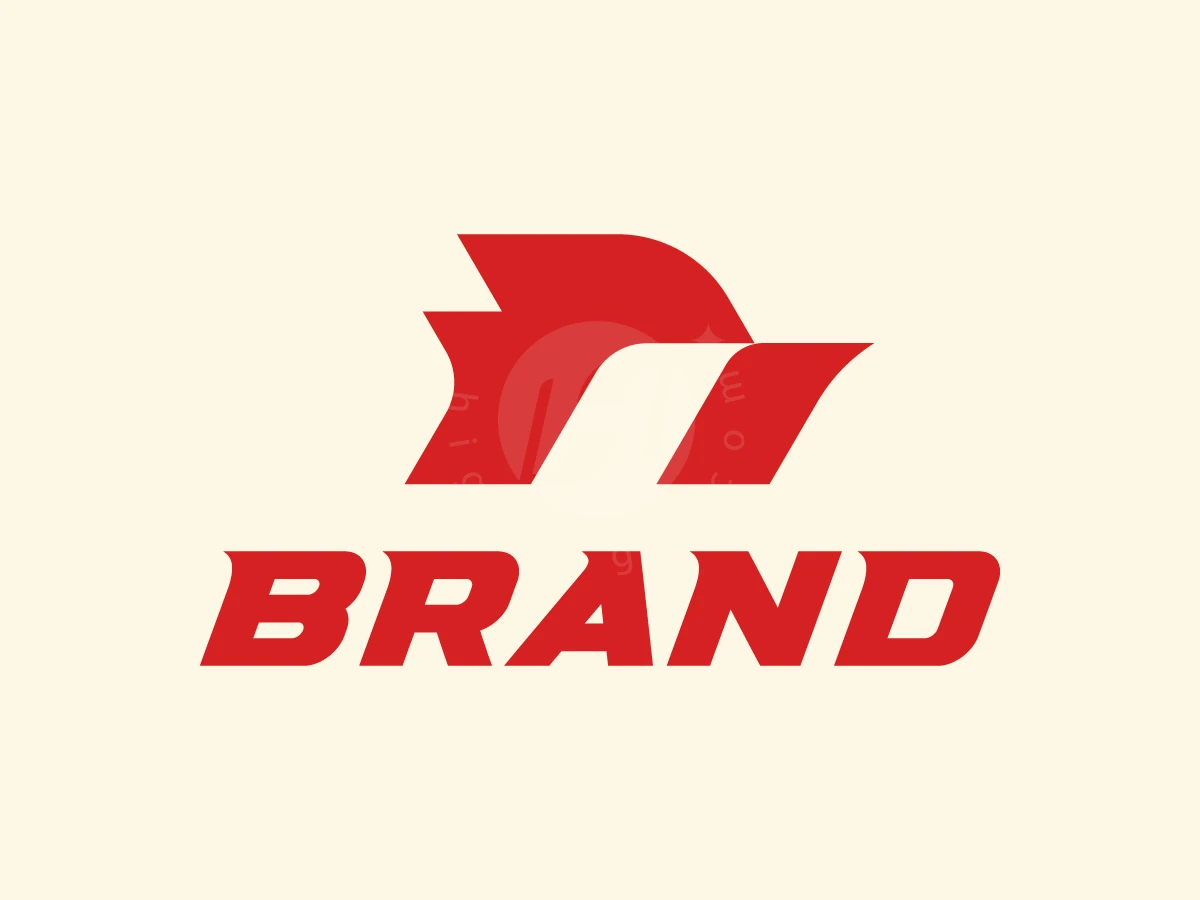 Sporty Cardinal Bird Logo, "BRAND" appears in bold red italic typography beneath a stylized abstract wave symbol on a cream background.