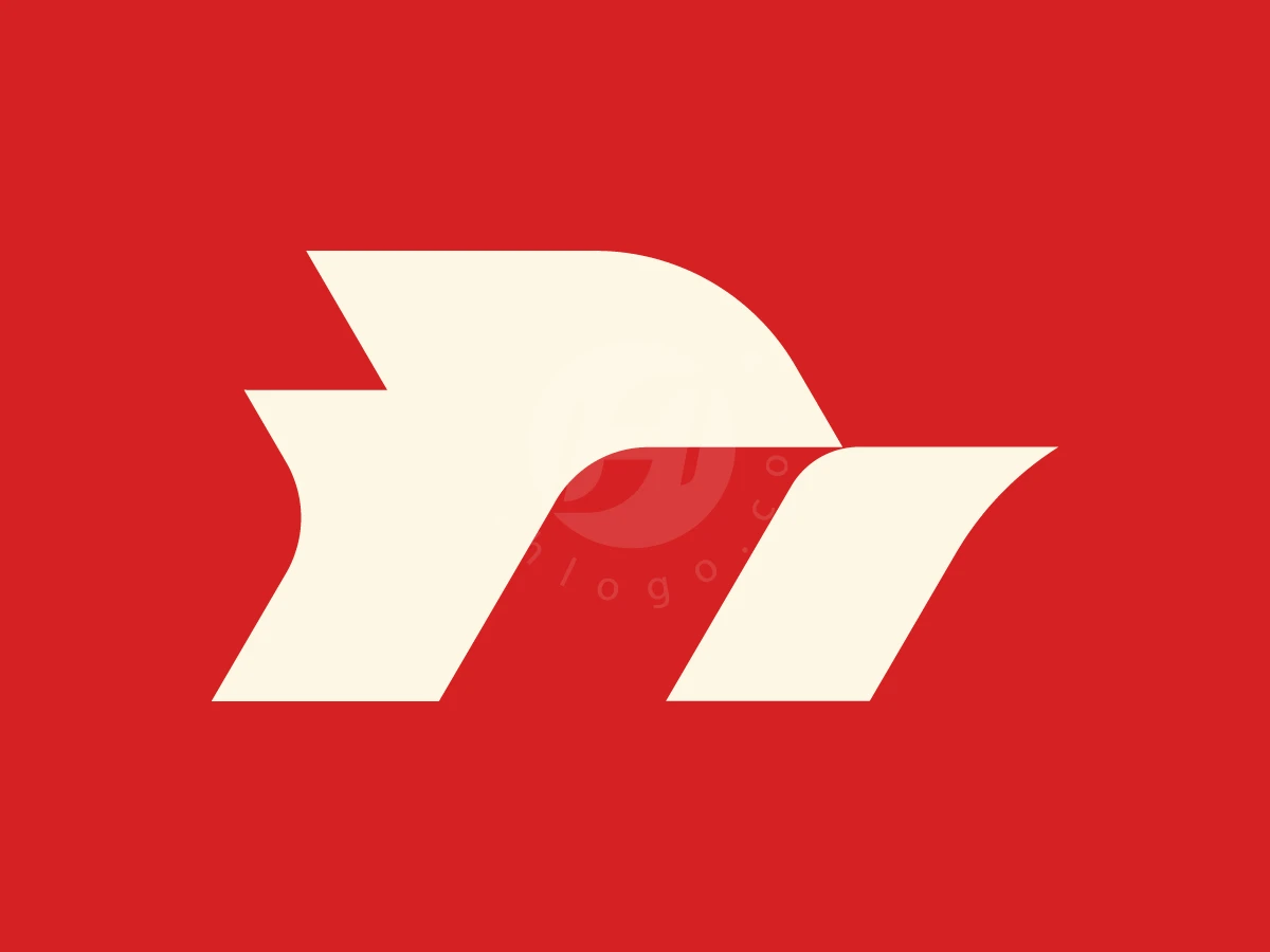 Sporty Cardinal Bird Logo, Bold off-white geometric shapes create a dynamic abstract emblem centered against a vibrant solid red background.