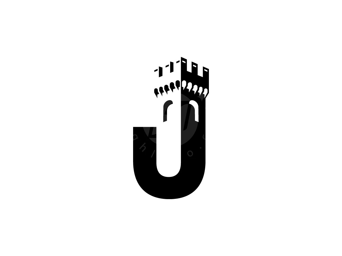 Creative Letter J And Castle Fusion Logo - Negative space Logo design by Rico aGraphic for sale on Highlogo