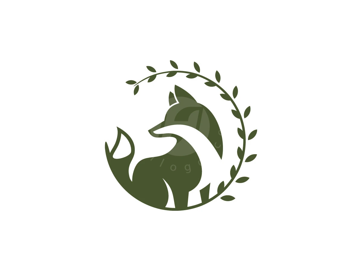 Minimalist Fox Nature Leaf Circle Logo - Animal Logo design by Rico aGraphic for sale on Highlogo