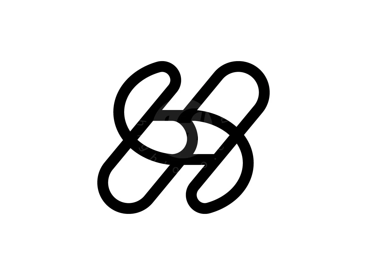 Interlocking black strokes form a futuristic H and S letter logo against a solid white background.