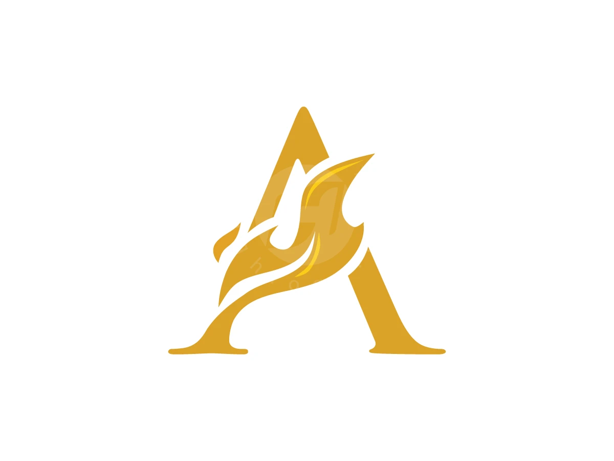 Golden Flame A Monogram Logo - Lettermark Logo design by krustovin for sale on Highlogo