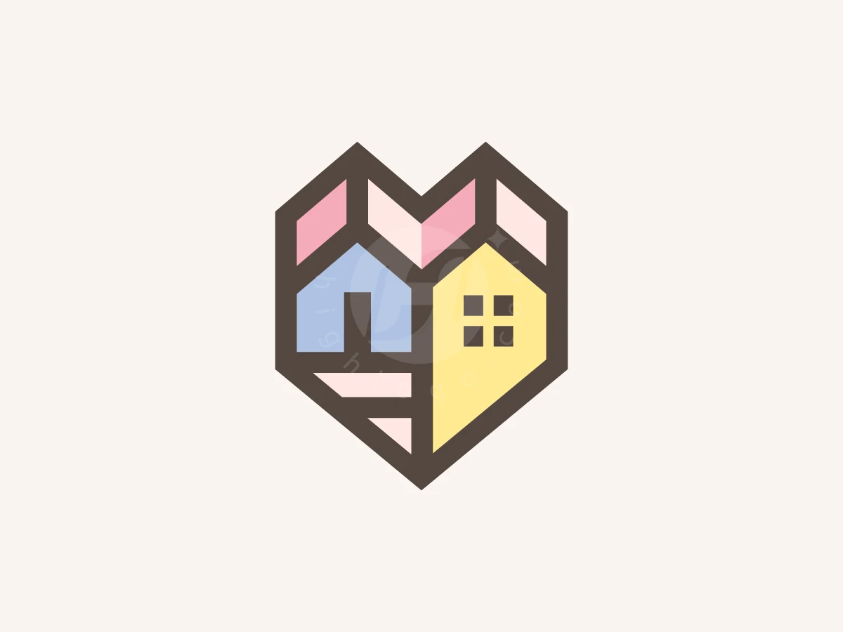 Geometric Heart House Symbol Logo - Real Estate Logo design by krustovin for sale on Highlogo