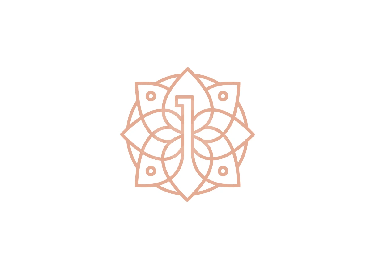 Elegant Mandala Number 1 Logo With Geometric Floral Orn - Beauty Logo design by Afroradesigner for sale on Highlogo