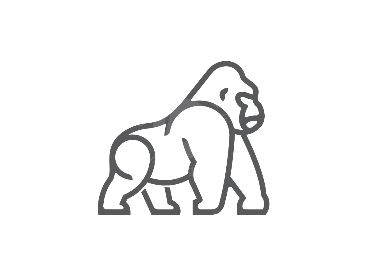 Modern Minimalist Gorilla Line Art Logo - Animal Logo design by Afroradesigner for sale on Highlogo