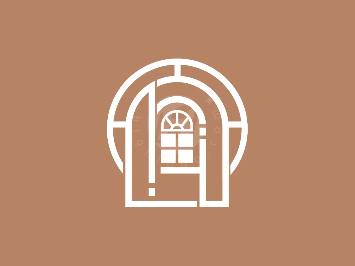 Modern Arch Window Geometric Monogram Logo - preview 1