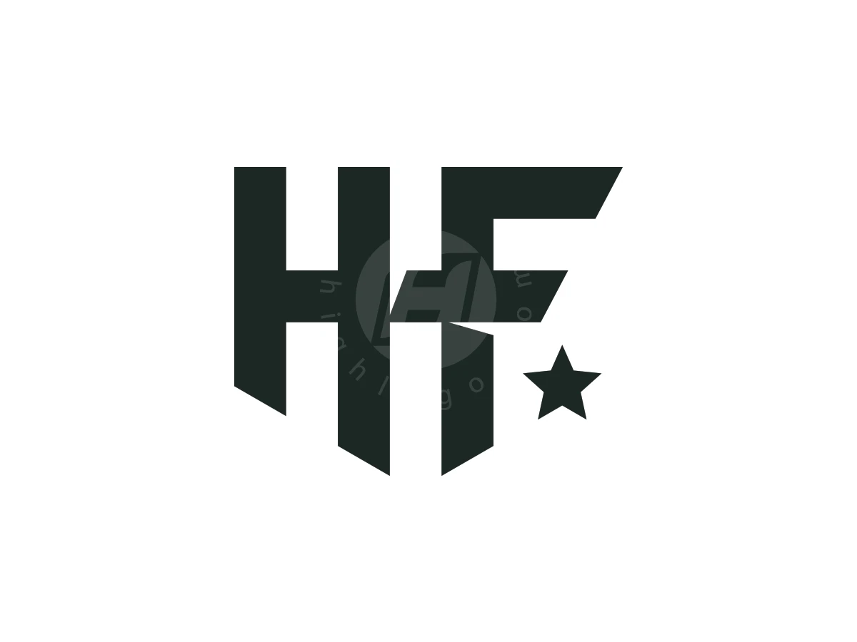 Letters H and F merge into a sharp black athletic monogram logo featuring angular edges and a star.