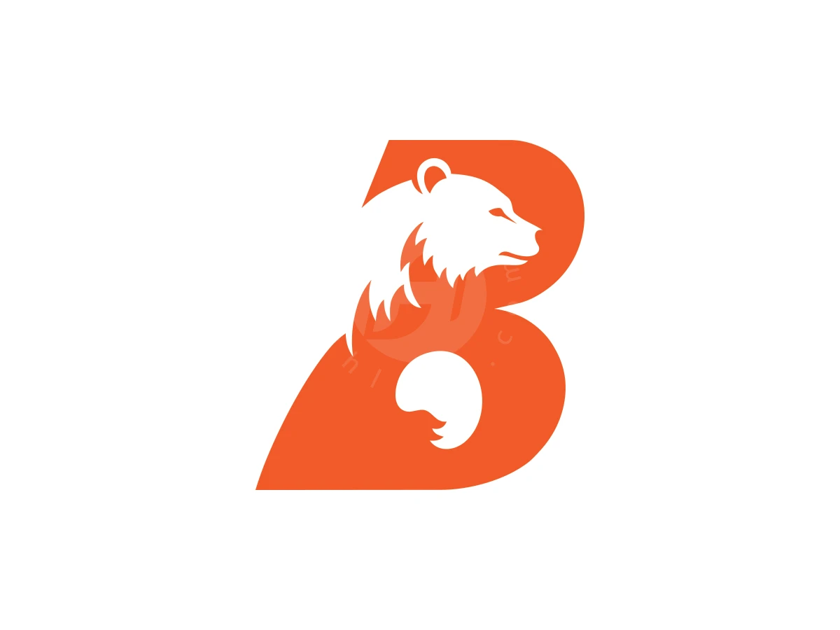 Letter B Excellent Negative Space Bear Logo - preview 1
