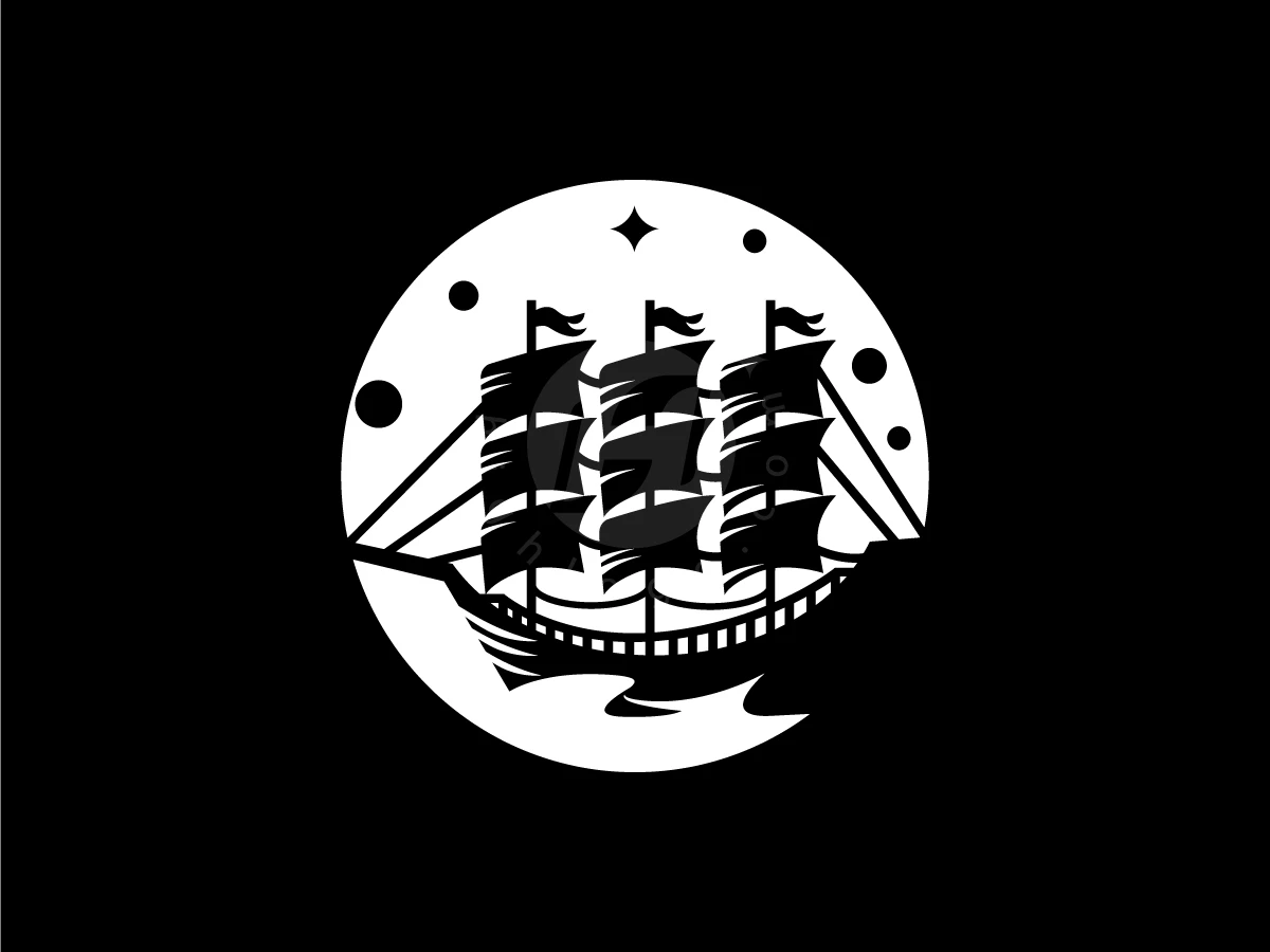 Moon Sail Logo - Negative space Logo design by ongol design for sale on Highlogo
