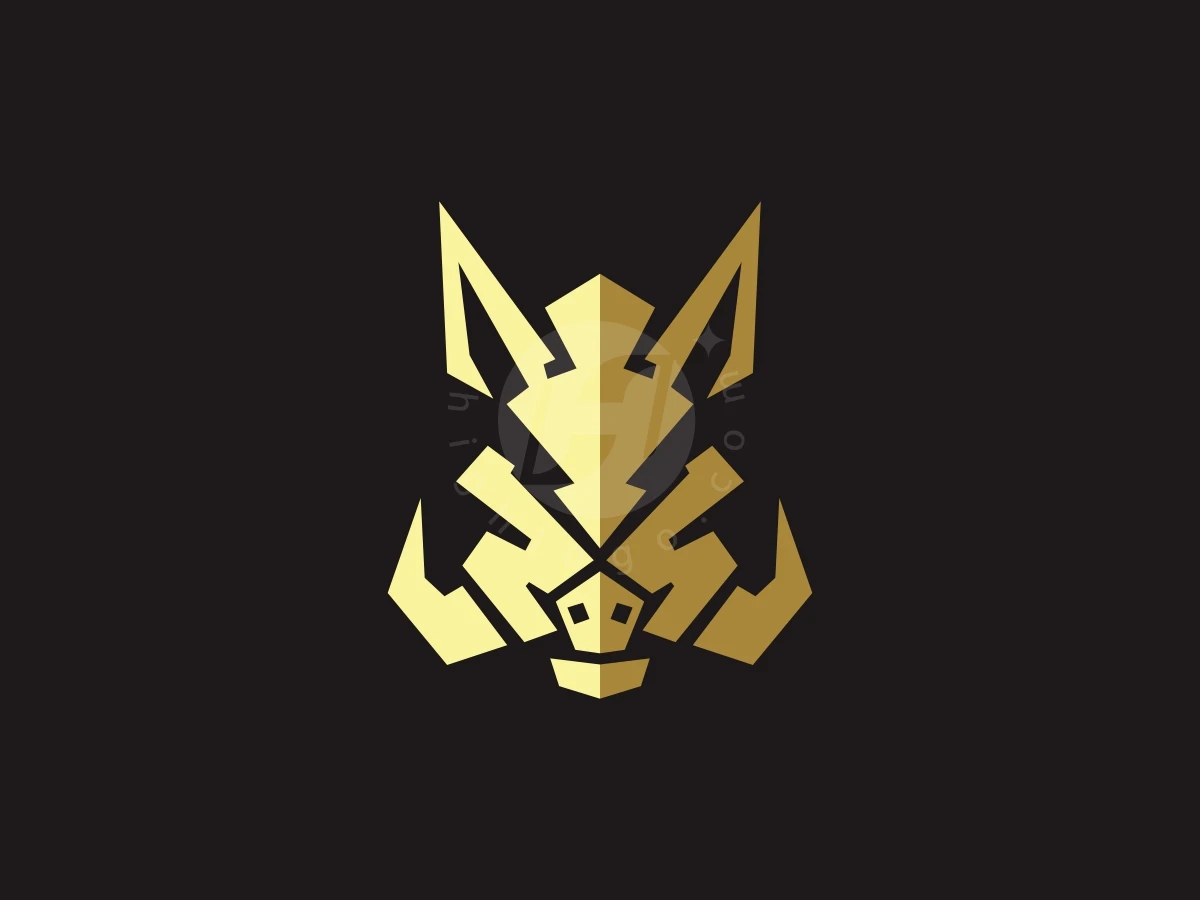 Geometric Golden Warthog Head Logo - Animal Logo design by Reivan for sale on Highlogo