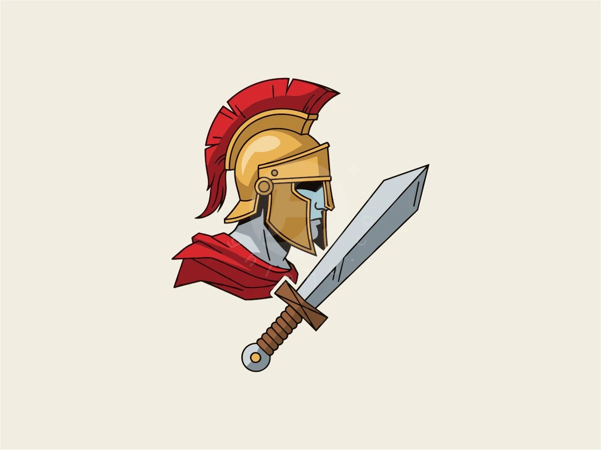 Spartan Warrior Mascot Logo With Sword - Gaming Logo design by source life for sale on Highlogo