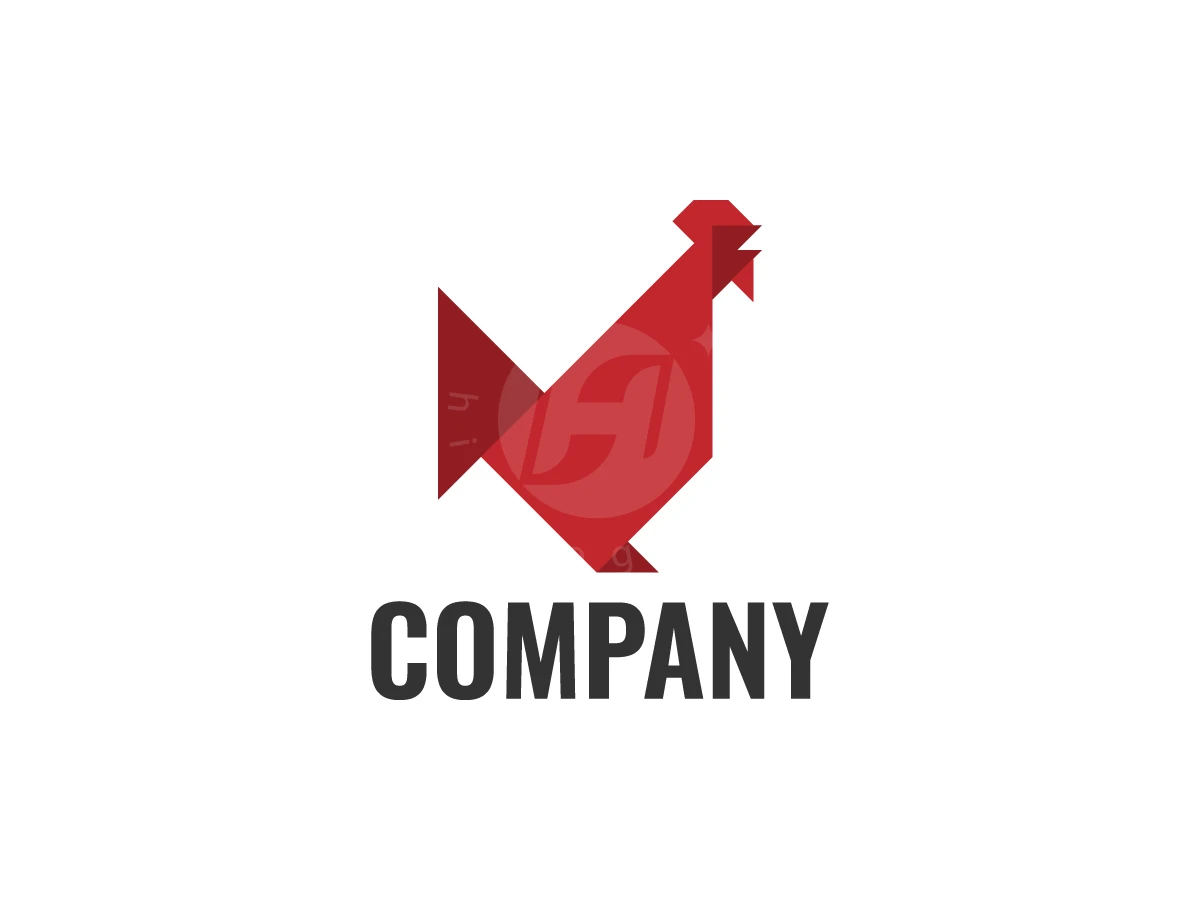 Geometric Origami Style Confident Rooster Logo - preview 1