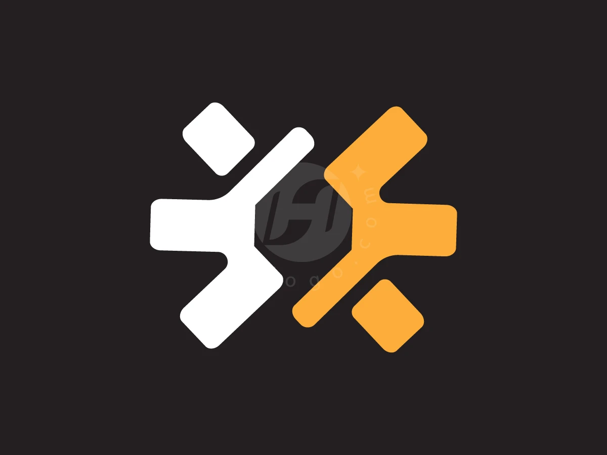 Orange and white geometric shapes form an Asterisk Abstract logo against a solid black background.