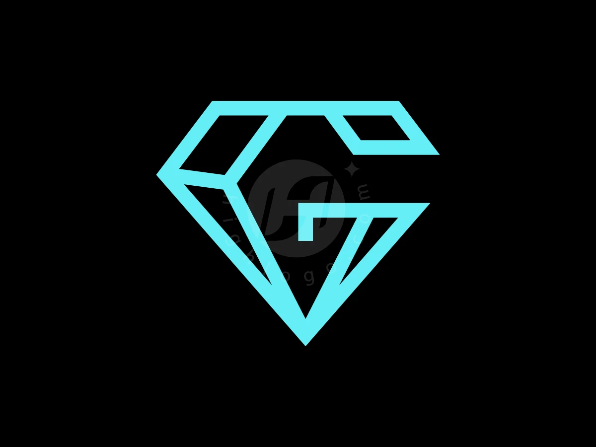 The Letter G Is Diamondshaped Logo, Cyan geometric lines form a faceted diamond merged with the letter G against a black background.