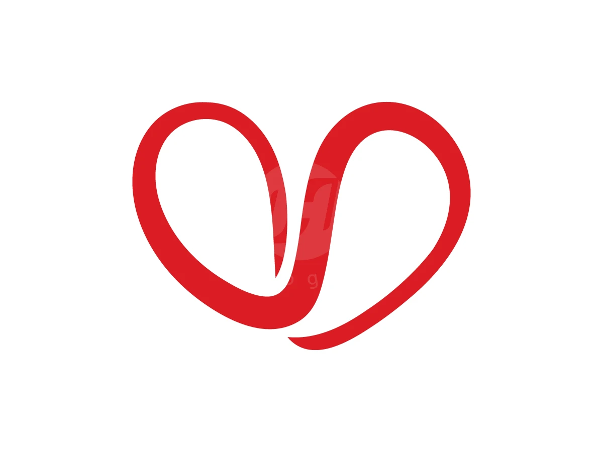 The Infinity Line Forming A Heart Logo, Flowing red lines intertwine to form a stylized heart shape centered on a plain white background.