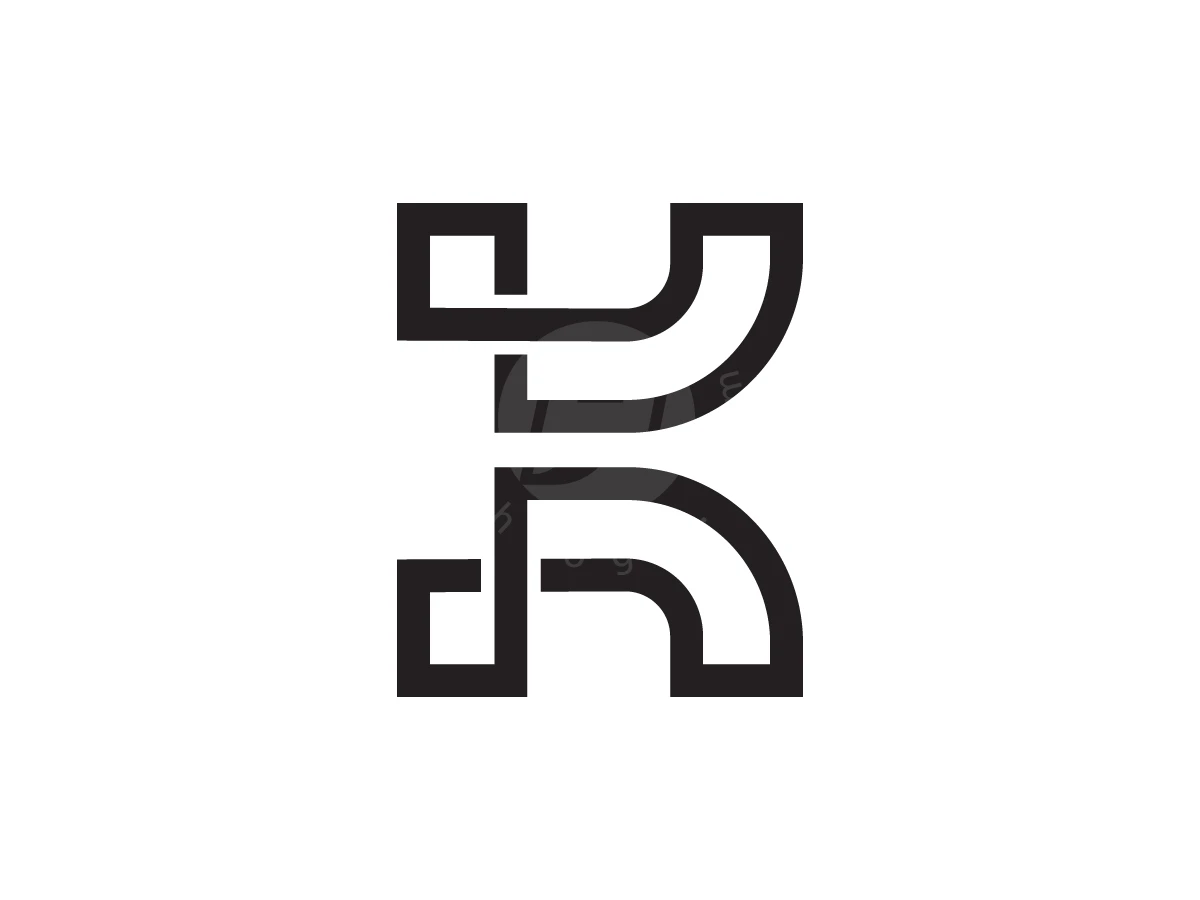 The Overlapping Lines Form The Letter K Logo, Against a white background, bold black geometric lines curve and bend to form a stylized letter K.