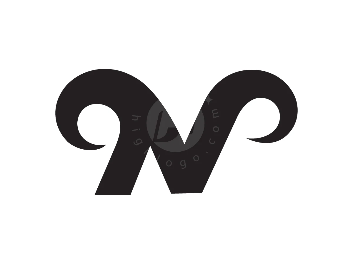 The Letter N With Horns Logo, Curved black lines form a stylized letter "W" resembling ram horns, displayed on a clean white background.
