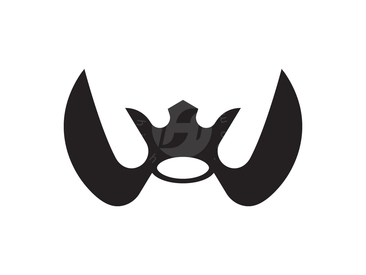 Royal W Monogram Logo, Sweeping black wing-like shapes flank a stylized crown emblem against a plain white background.