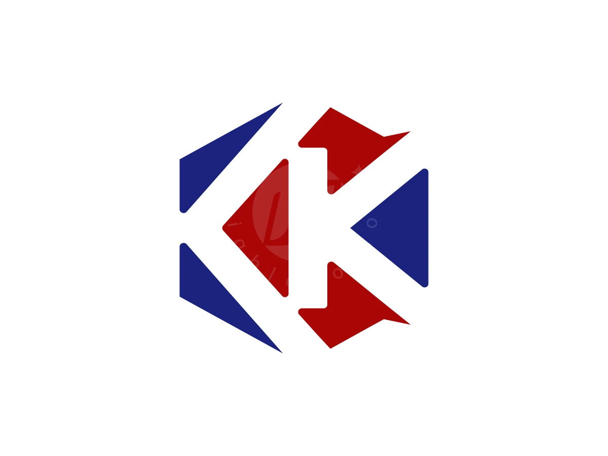 Geometric K Symbol Of Unity Progress Logo - Negative space Logo design by Arfa D for sale on Highlogo