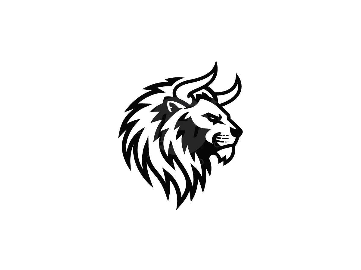 Bull Horned Lion Head Emblem Logo - General Logo design by Adan Smith for sale on Highlogo