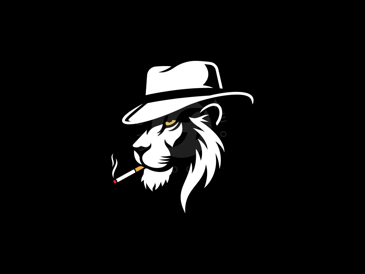 Gentleman Lion Mafia Emblem Logo - Negative space Logo design by Adan Smith for sale on Highlogo