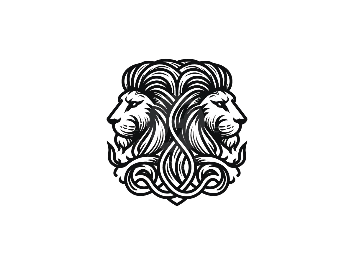 Twin Lions Ornamental Emblem Logo - preview 1