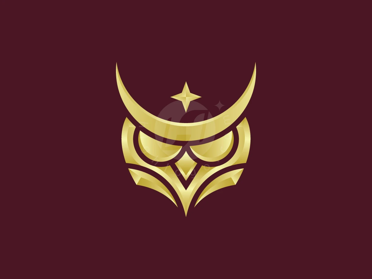 Golden Crescent Owl Emblem Logo - 3D Logo design by Adan Smith for sale on Highlogo