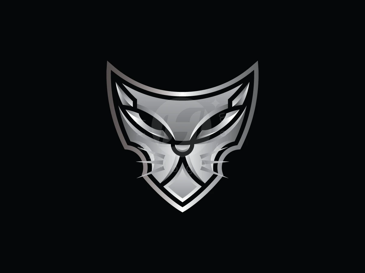 Stealth Silver Cat Shield Crest Logo - Technology Logo design by Adan Smith for sale on Highlogo