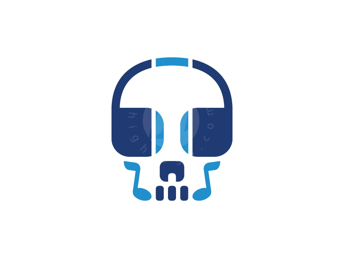 Modern Music Headphone Skull Logo - Abstract Logo design by Adan Smith for sale on Highlogo