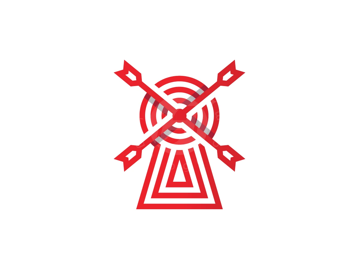 Vortex Keypoint Emblem Logo, Red crossed arrows and concentric circles form a stylized windmill emblem on a plain white background.