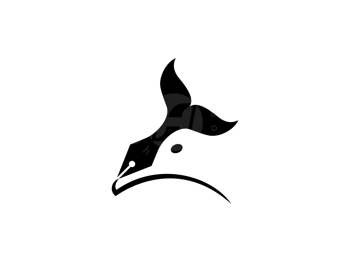 Orca Quill Seagull Emblem Logo - Negative space Logo design by Adan Smith for sale on Highlogo