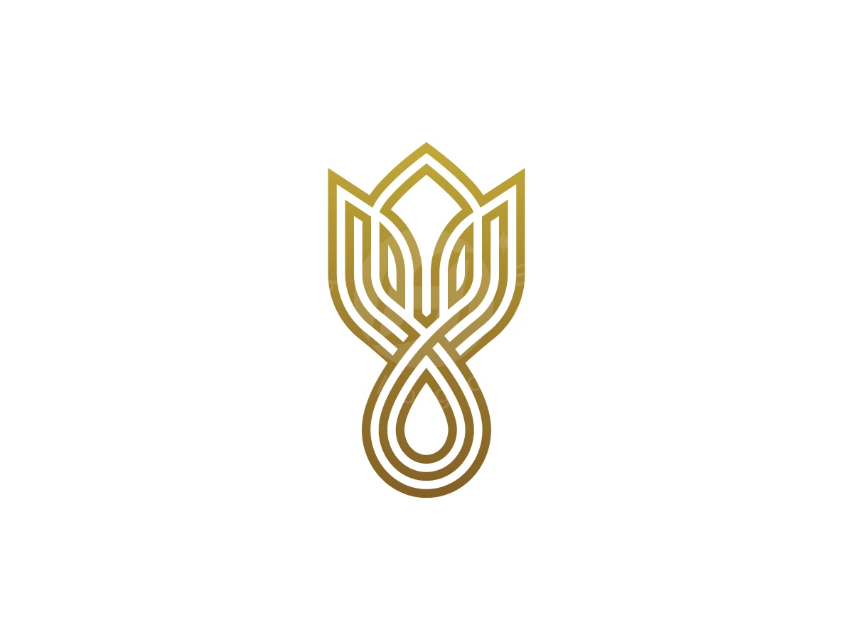 Golden Lotus Water Emblem Logo - Abstract Logo design by Adan Smith for sale on Highlogo