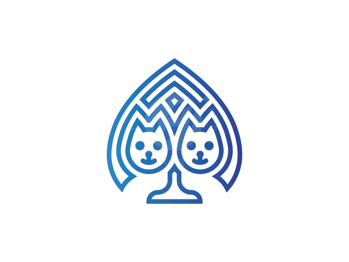 Twin Cat Spade Emblem Logo - Animal Logo design by Adan Smith for sale on Highlogo