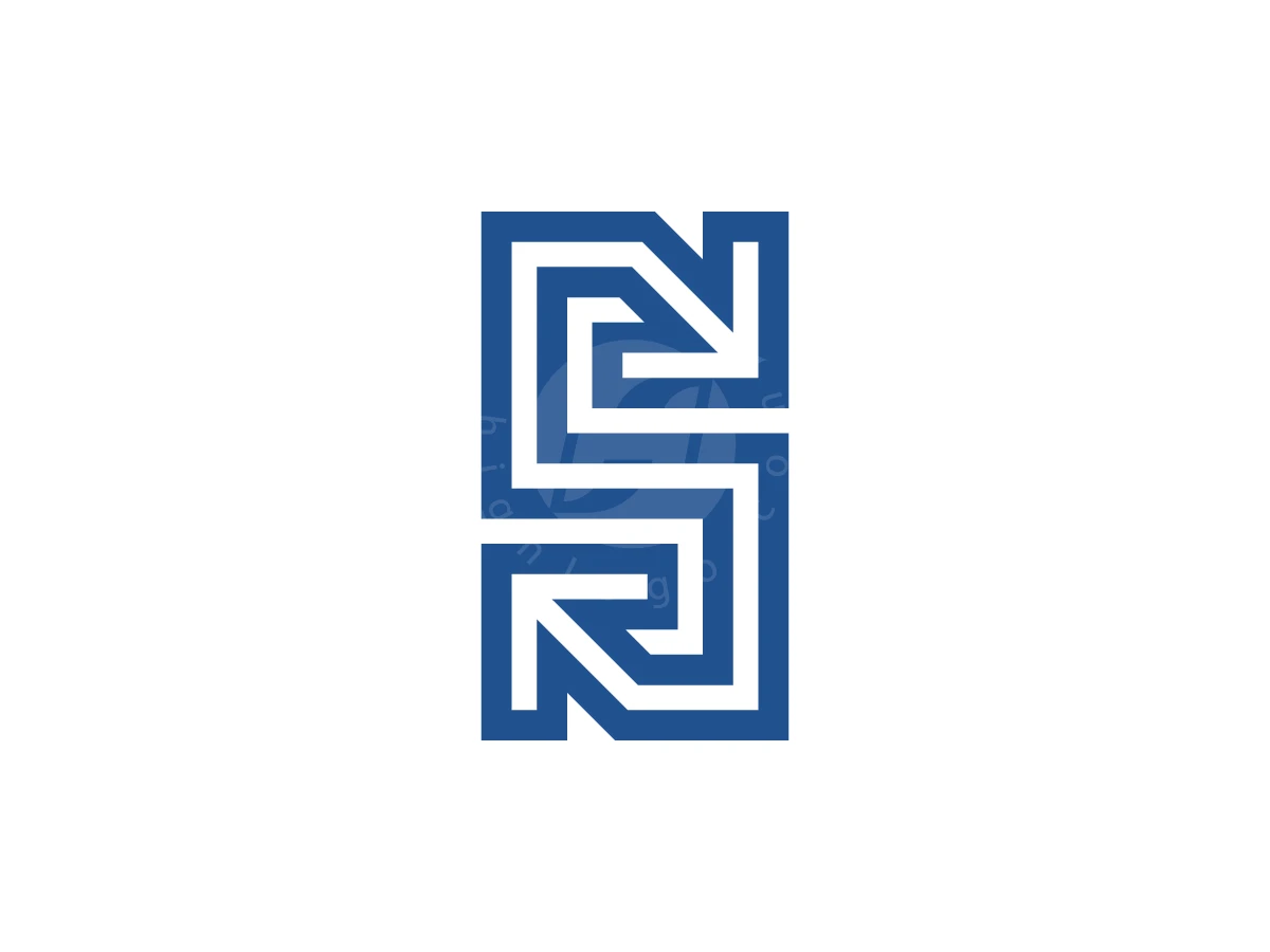 Letter S Reload Logo, Interlocking blue geometric lines create a stylized letter S with arrow details against a solid white background.