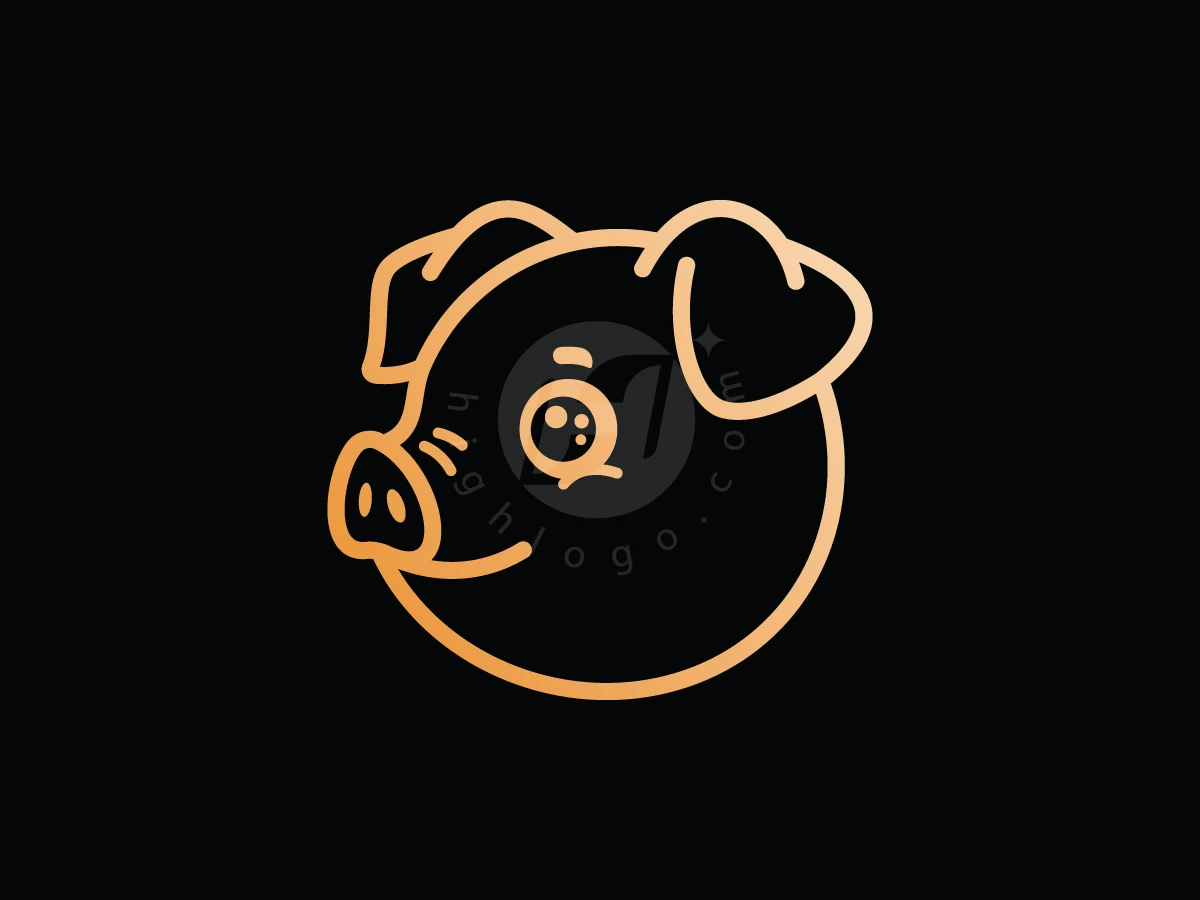 Piggy Cute Line Art Logo - preview 1