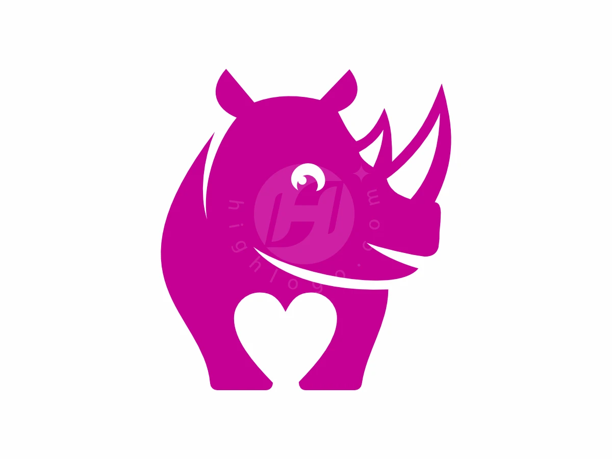 Cute Rhino Love Logo - Animal Logo design by Baba Arya for sale on Highlogo