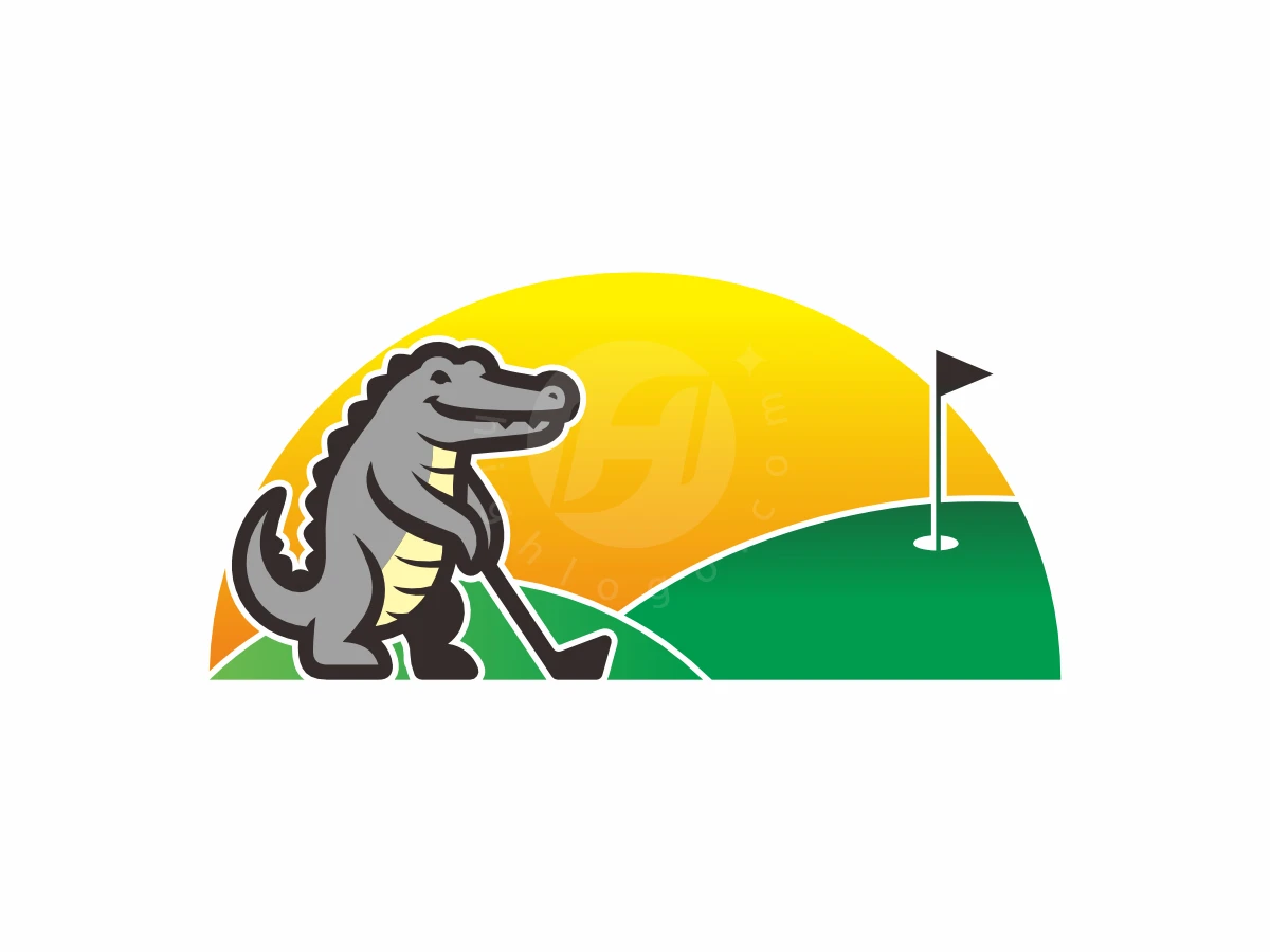 Fit Crocodile Playing Golf Logo - Animal Logo design by Baba Arya for sale on Highlogo