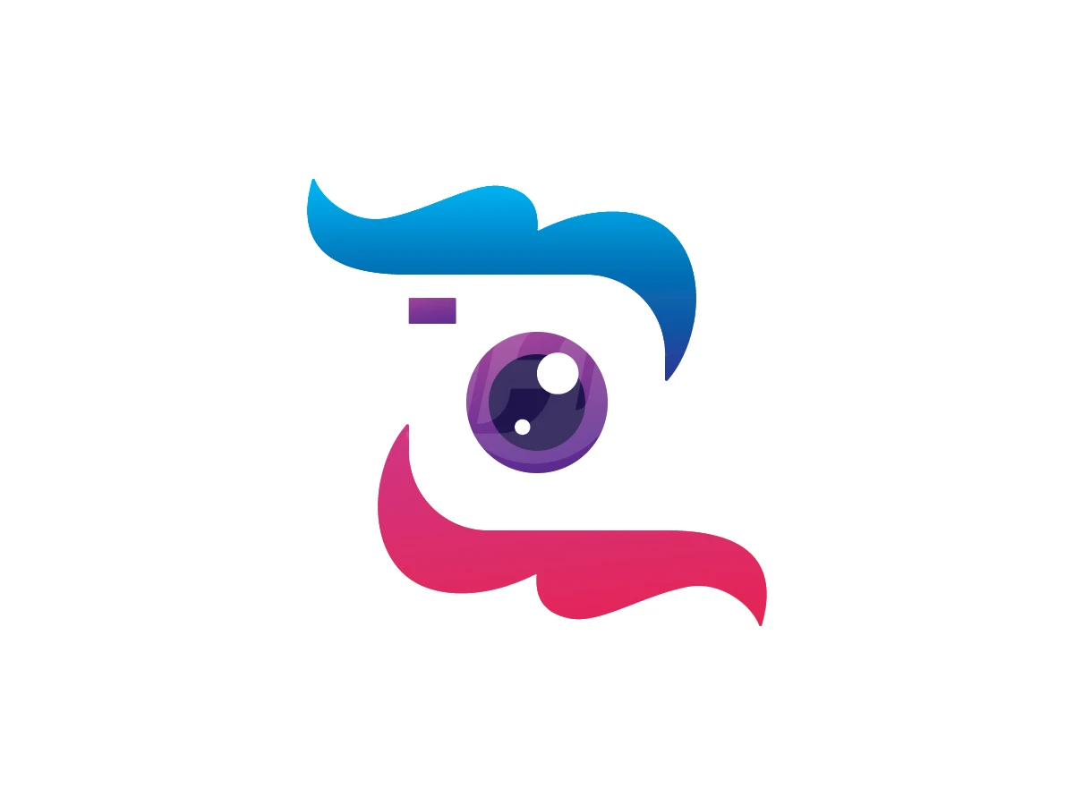 Playful Blue Swirl Cyclops Eye Mascot Logo - Media Logo design by Henbi Design for sale on Highlogo