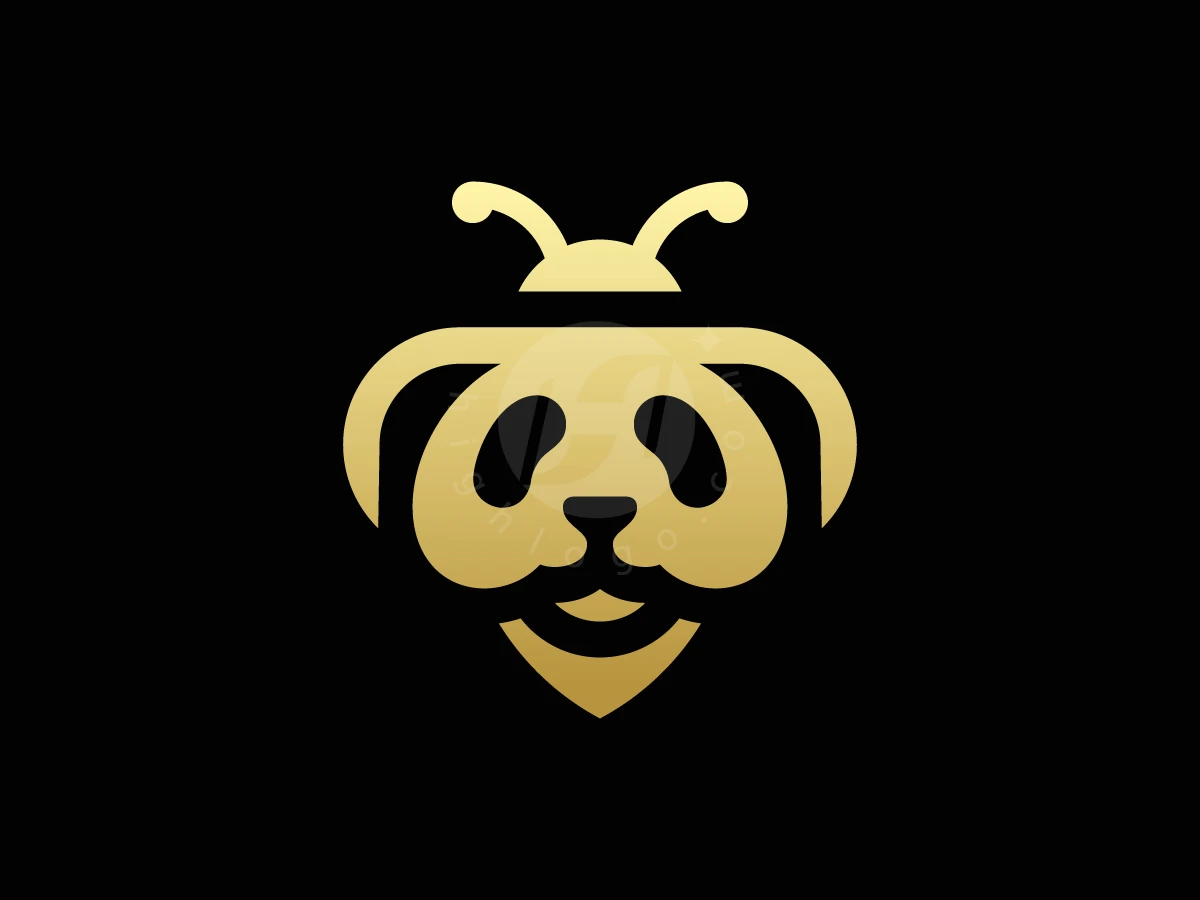 Golden Panda Bee Monogram Logo - Animal Logo design by mrshamsurrahman for sale on Highlogo