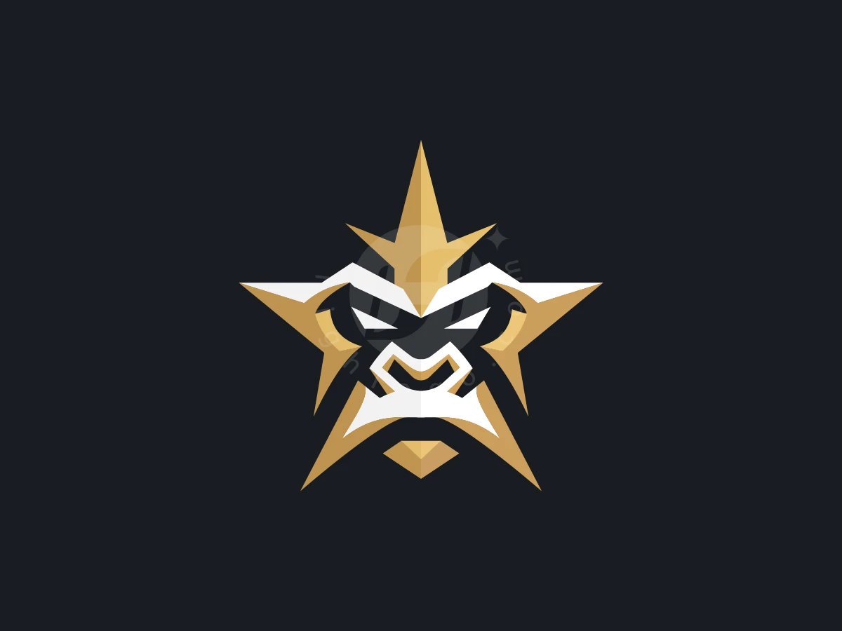 Gorilla Star Face Geometric Logo - Animal Logo design by mrshamsurrahman for sale on Highlogo
