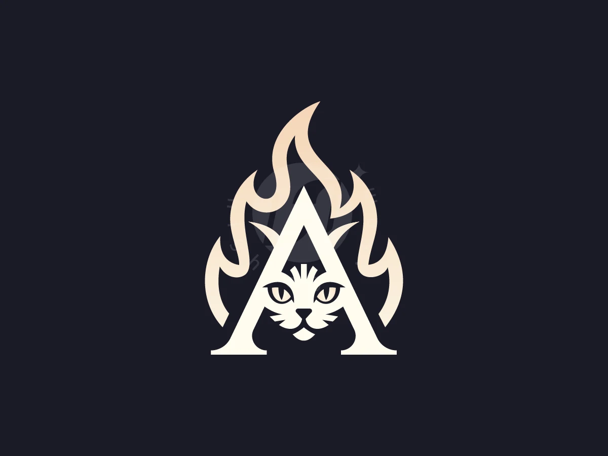 Letter A Flame Cat Logo - Animal Logo design by ShamsStudio for sale on Highlogo