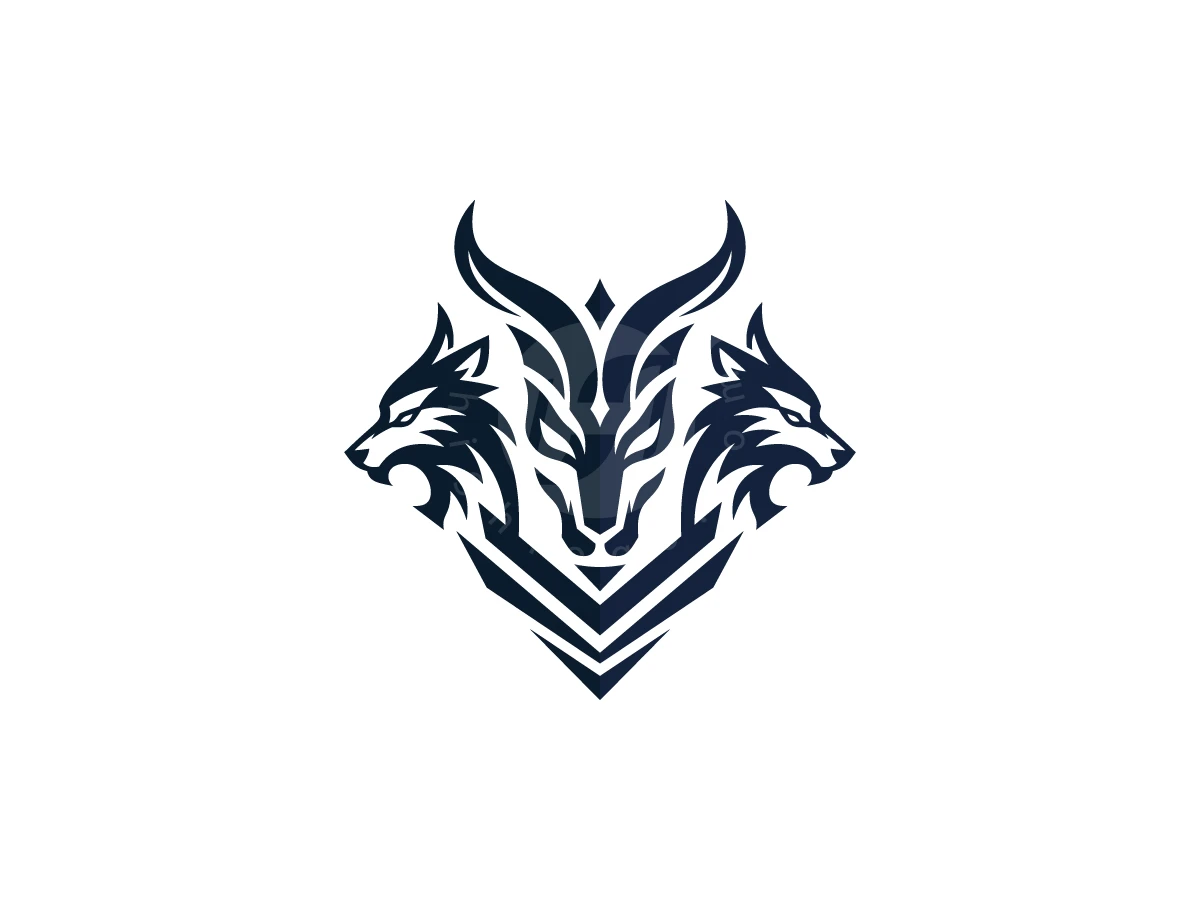 Triple Beast Shield Logo - Animal Logo design by ShamsStudio for sale on Highlogo