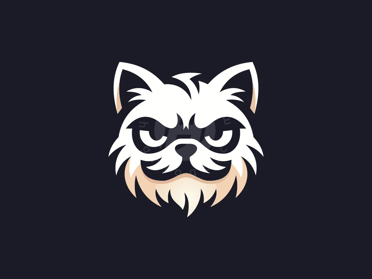 Grumpy Beard Cat Logo - Animal Logo design by ShamsStudio for sale on Highlogo