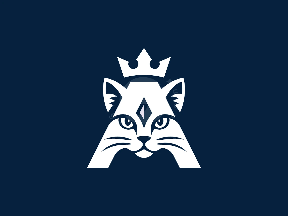 Letter A Cat Crowned Logo - Animal Logo design by ShamsStudio for sale on Highlogo