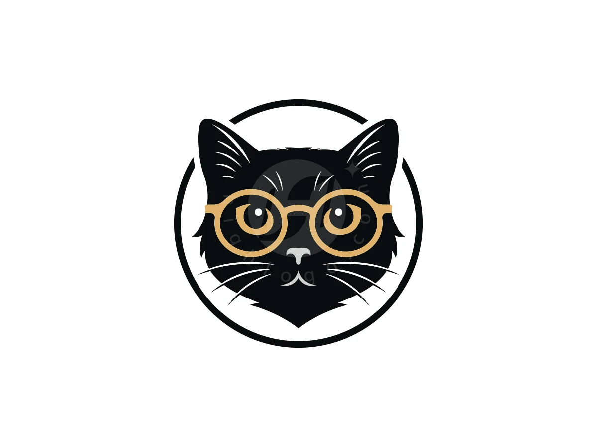 Black Cat With Glasses Logo - Animal Logo design by ShamsStudio for sale on Highlogo