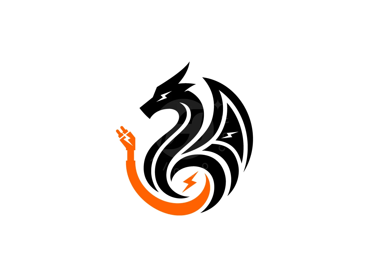 Electric Dragon Charge Logo - Animal Logo design by ShamsStudio for sale on Highlogo