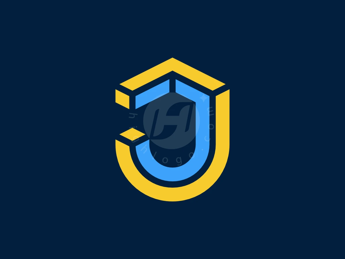 Letter J Lines Shield Logo - preview 1