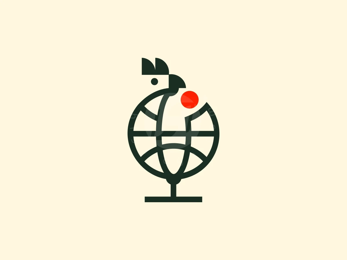 Abstract Globe Rooster Logo - Abstract Logo design by Nanfast for sale on Highlogo