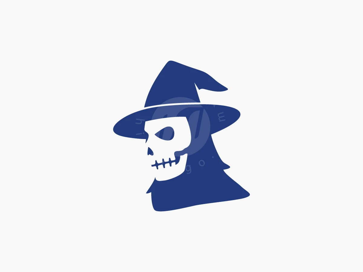 Skull Witch Hat Logo - Negative space Logo design by luckyar for sale on Highlogo