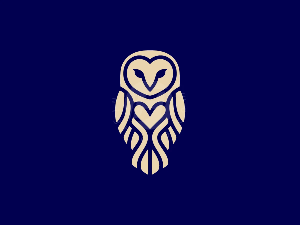 Geometric Barn Owl Heart Logo - Animal Logo design by luckyar for sale on Highlogo